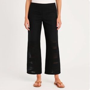 XCVI Black Lace Hem Open Weave Pull On Pants
